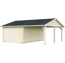 Holzgartenhaus mit Carport und Doppeltür