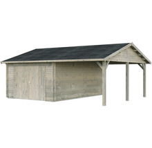 Holzgartenhaus mit Carport und Doppeltür