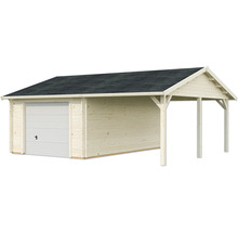 Holzgarage mit Carport und Flachdach