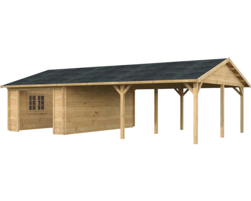 Holzgarage mit Flachdach und Fenster