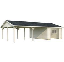 Holzgarage mit Geräteraum und Carport