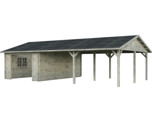 Holzgartenhaus mit Carport