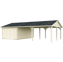Gerätehaus mit Carport aus Holz