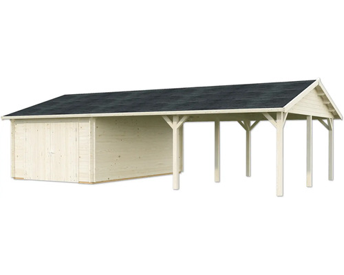 Abri de jardin avec abri voiture en bois