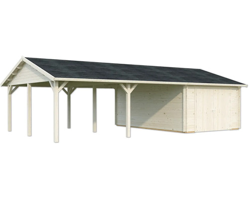 Garage en bois avec abri de voiture pour l''extérieur