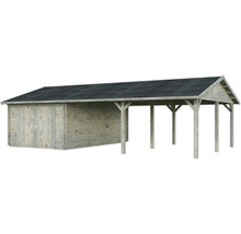 Holzgarage mit angebautem Carport
