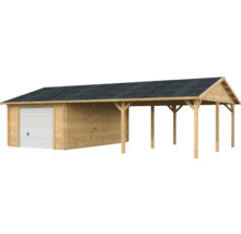 Holzgarage mit Carport und Schwingtor