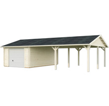 Holzgarage mit Carport