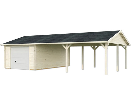 Holzgarage mit Carport