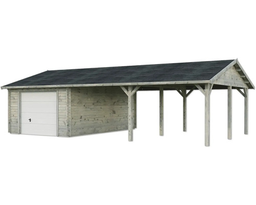 Garage mit Carport aus Holz