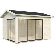 Abri de jardin en bois avec façade en verre