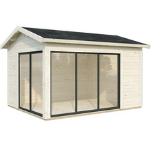Abri de jardin en bois avec façade en verre