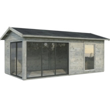 Maison de jardin en bois avec fenêtres et porte coulissante