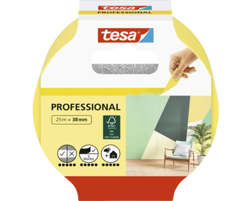 Bande de crêpe tesa intérieur 25 m x 38 mm Bande de crêpe tesa intérieur 25 m x 38 mm