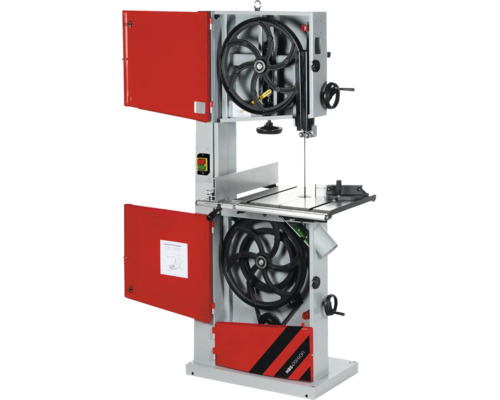 Scie à ruban avec protections ouvertes pour le travail du bois