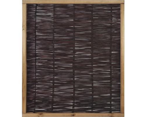 Élément partiel clôture en osier Fako 120 x 140 cm marron Panneau d''occultation en osier avec cadre en bois