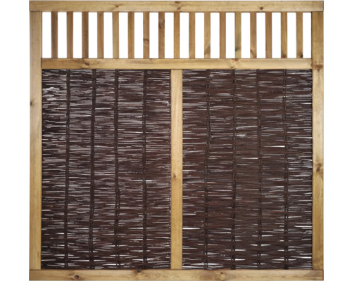 Élément principal clôture en osier Vesuv 180 x 180 cm marron Clôture de confidentialité en bois et en osier