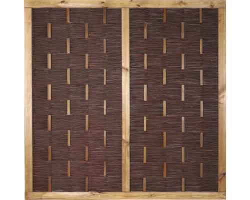 Élément principal clôture en osier Ätna 180 x 180 cm marron Panneau de protection visuelle en osier avec cadre en bois