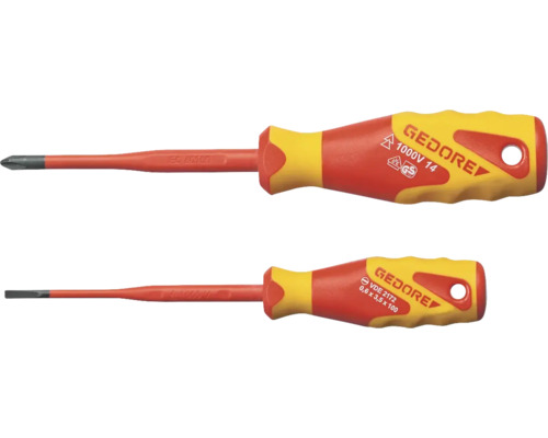 VDE 2162-2172 PH-02 VDE-Schraubendreher Satz Gedore, 2 tlg. Zwei Schraubendreher von Gedore mit Isolierung bis 1000 Volt