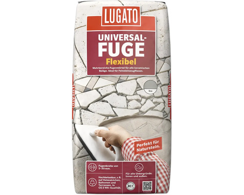 Lugato Universal Fuge flexibel, Mehrbereichs-Fugenmörtel für keramische Beläge und Feinsteinzeugfliesen