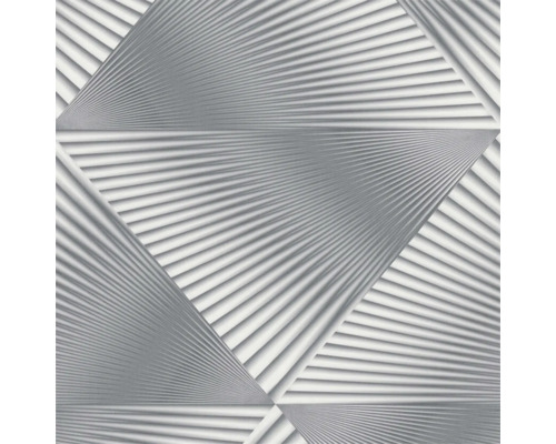 Papier peint intissé 10404-10 Spotlight graphique argent Motif de papier peint graphique avec des triangles et des lignes qui se croisent