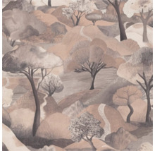 Papier peint avec motif d''arbres dans un paysage.