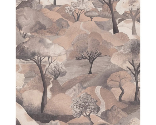 Papier peint intissé 10433-32 Gentle paysage beige Papier peint avec motif d''arbres dans un paysage.