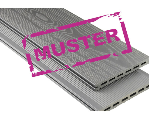 Handmuster zu Konsta WPC Terrassendiele Extenso Hohlkammerprofil strukturiert mattiert 20x190 mm dunkelgrau