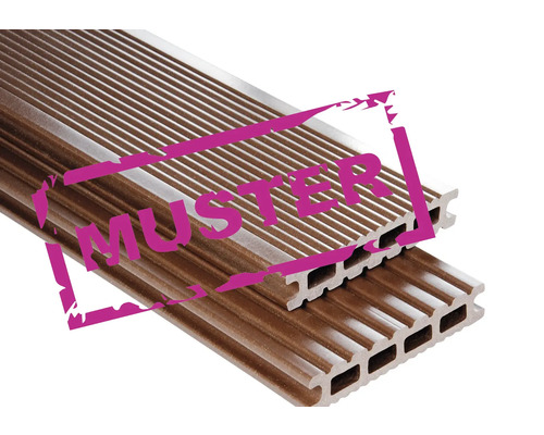 Handmuster zu Konsta WPC Terrassendiele Futura Hohlkammerprofil glatt 26x145 mm schokobraun