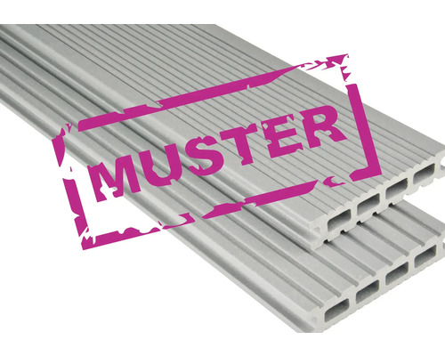 Handmuster zu Konsta WPC Terrassendiele Futura Hohlkammerprofil hellgrau matt 26x145 mm (Meterware ab 1,00 m bis max. 6,00 m)