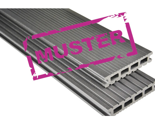 Handmuster zu Konsta WPC Terrassendiele Futura Hohlkammerprofil mattiert 26x145 mm graubraun