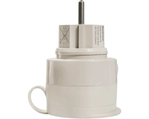Weißer Steckdosenadapter mit Schutzkontaktstecker
