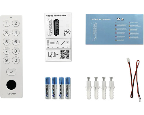 Tedee Keypad Pro avec mode d’emploi, piles, vis, chevilles et câble