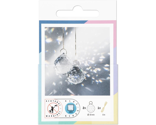 Zwei transparente Glas-Sonnenfänger, Durchmesser 30 Millimeter, inklusive acht Meter Faden