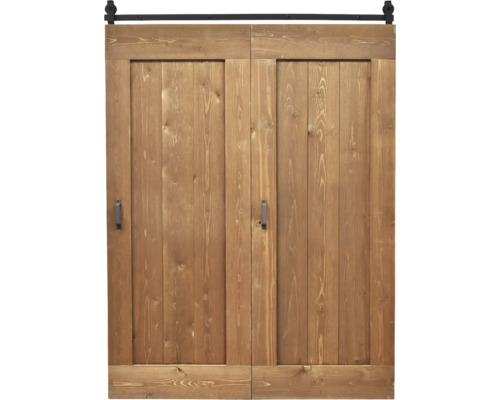 Pertura Falt-Schiebetür-Komplettset Yorick Midbar Vintage braun 1200x2150 mm inkl.Laufschiene mit Rolle,Griff-Set Holzschiebetür mit Beschlägen für den Innenbereich