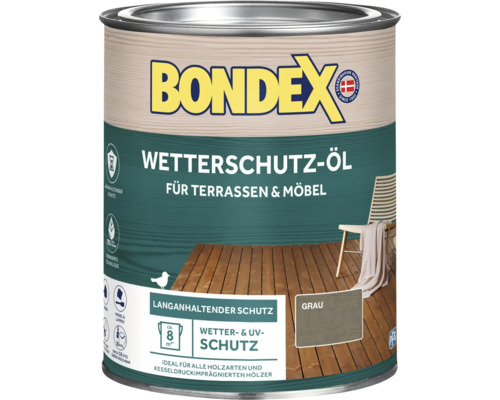 Huile de protection contre les intempéries BONDEX huile pour bois gris 0,75 l Huile de protection contre les intempéries BONDEX huile pour bois gris 0,75 l