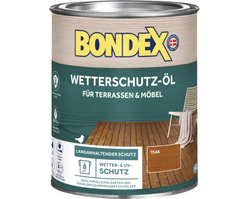 Huile de protection contre les intempéries BONDEX huile pour bois teck 0,75 l Huile de protection contre les intempéries BONDEX huile pour bois teck 0,75 l