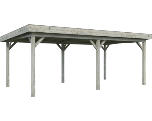 Abri de voiture en bois avec toit plat
