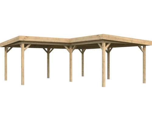 Holzcarport mit Flachdach und Stützpfosten