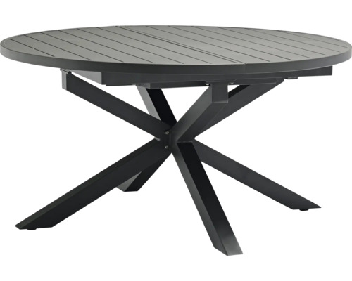 Table de jardin Destiny Arona, aluminium, Ø145/199x75 cm extensible, anthracite Table de jardin ronde avec piètement croisé