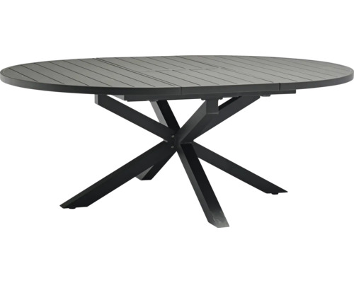 Table de jardin extensible avec plateau ovale et pieds croisés