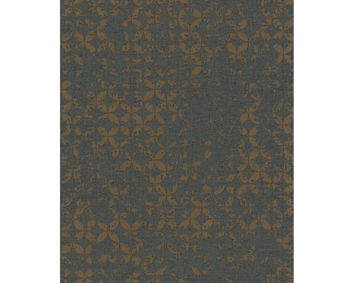 Vliestapete 35119 City Romance Kreise anthrazit gold Tapete mit floralem Muster und Vintage-Struktur