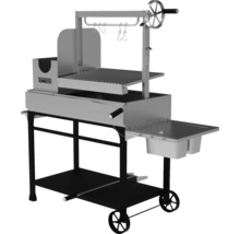 Barbecue à charbon de bois Tenneker avec grille, support de maintien au chaud, surface de rangement, supports et roues