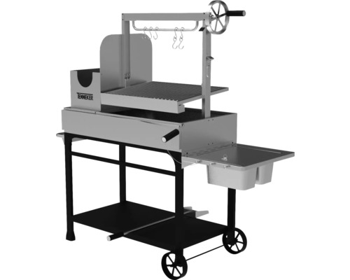 Barbecue à charbon de bois Tenneker avec grille, support de maintien au chaud, surface de rangement, supports et roues