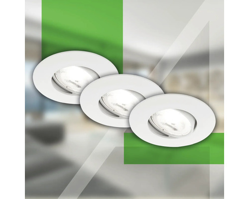 Set d'éclairages LED encastrés IP23 2 W 360 lm 4000 L Kulana blanc Ø 9/6,8 cm 230V 3 pièces