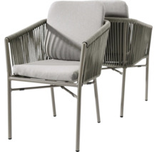 Deux chaises de jardin grises avec coussins