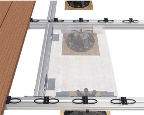 Terrassenunterkonstruktion aus Aluminium mit Terrassendielen