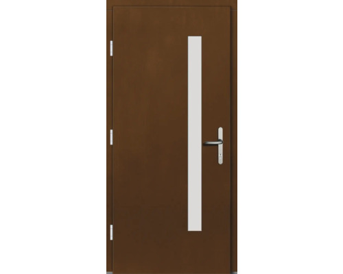 Braune Innentür mit Lichtausschnitt und Türdrücker