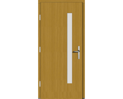 Holztür mit Glaseinsatz und Metallgriff