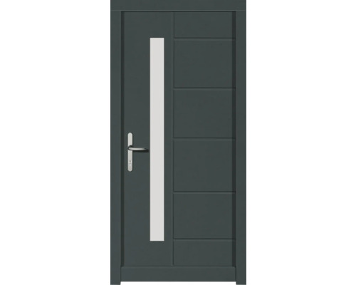 Porte d'entrée DW02 pin RAL 6012 vert noir 1000x2100 mm tirant gauche (ouverture vers l'intérieur) Porte d''entrée avec insert en verre et poignée